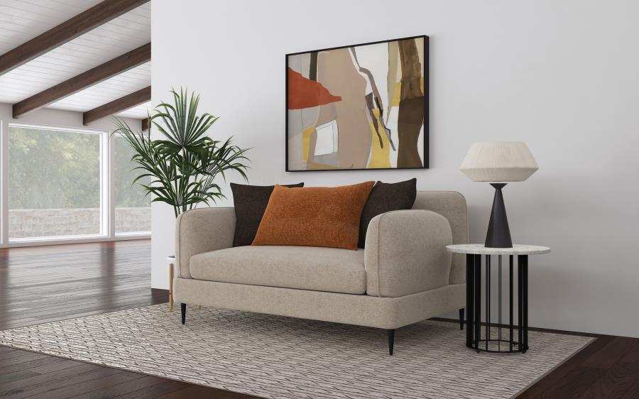 Jade Chenille Upholstered Sculpted Track Arm Loveseat Latte - 509412
