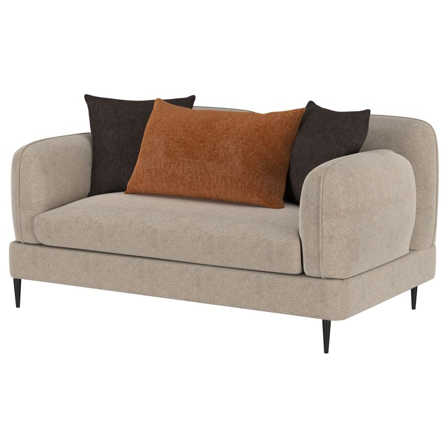 Jade Chenille Upholstered Sculpted Track Arm Loveseat Latte - 509412