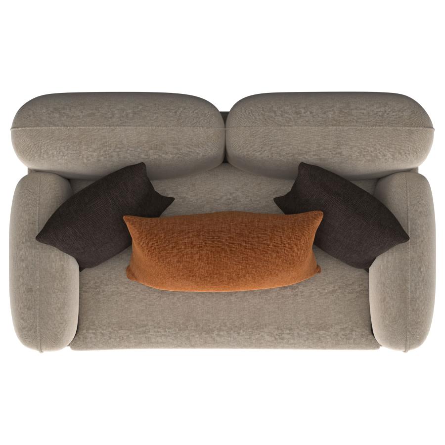 Jade Chenille Upholstered Sculpted Track Arm Loveseat Latte - 509412