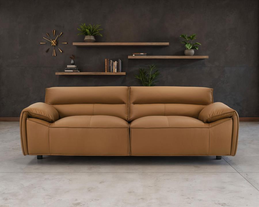 Buxton Top Grain Leather Upholstered Sofa Orange - 509501