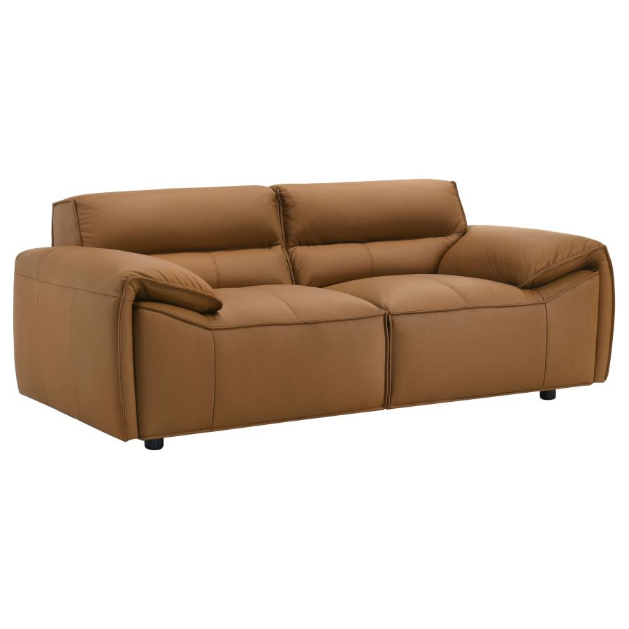 Buxton Top Grain Leather Upholstered Loveseat Orange - 509502