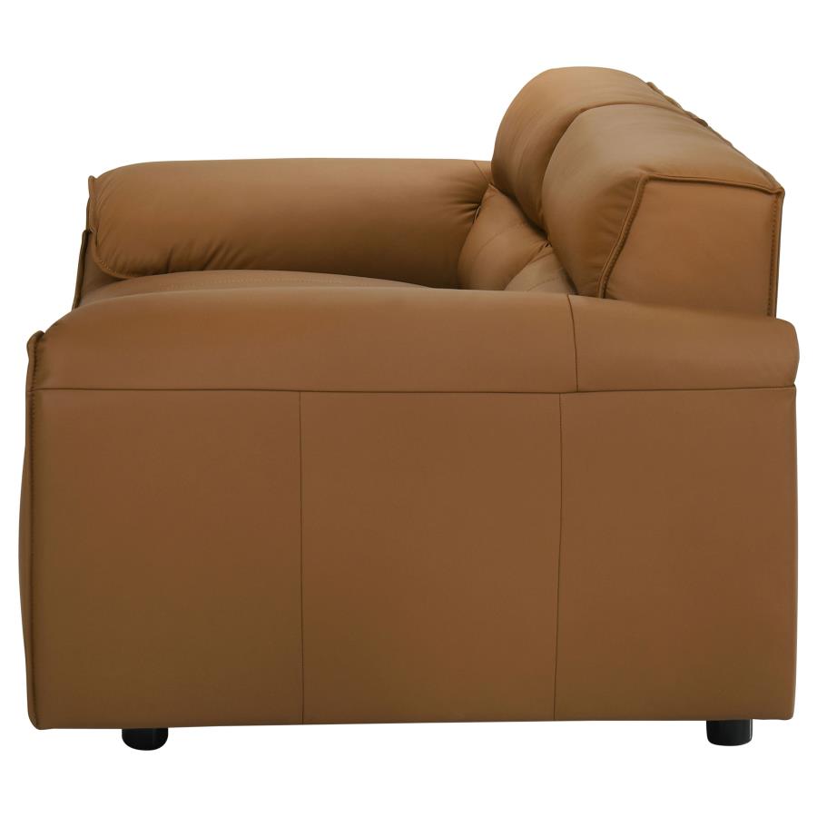 Buxton Top Grain Leather Upholstered Loveseat Orange - 509502
