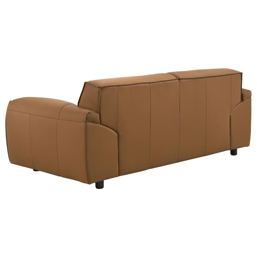 Buxton Top Grain Leather Upholstered Loveseat Orange - 509502