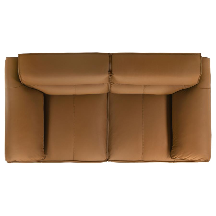 Buxton Top Grain Leather Upholstered Loveseat Orange - 509502