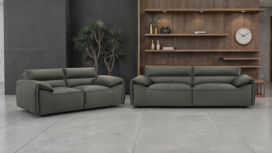 Buxton Top Grain Leather Upholstered Sofa Graphite - 509504