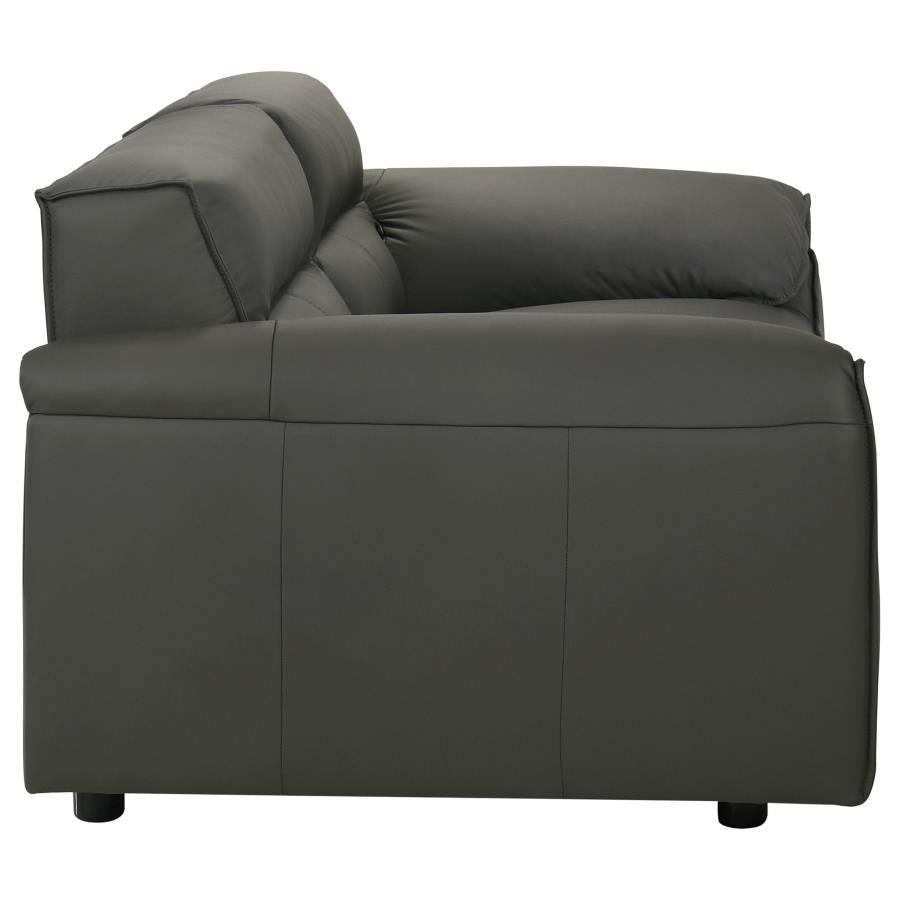 Buxton Top Grain Leather Upholstered Loveseat Graphite - 509505