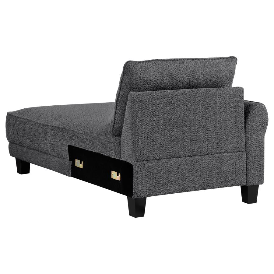 Caspian Upholstered Curved Arm Chaise Sectional Sofa Grey - 509540