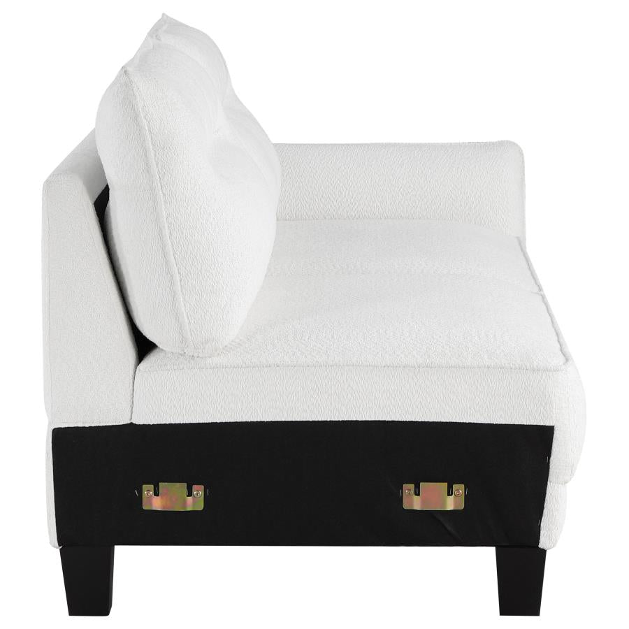 Caspian Upholstered Curved Arm Chaise Sectional Sofa White - 509550