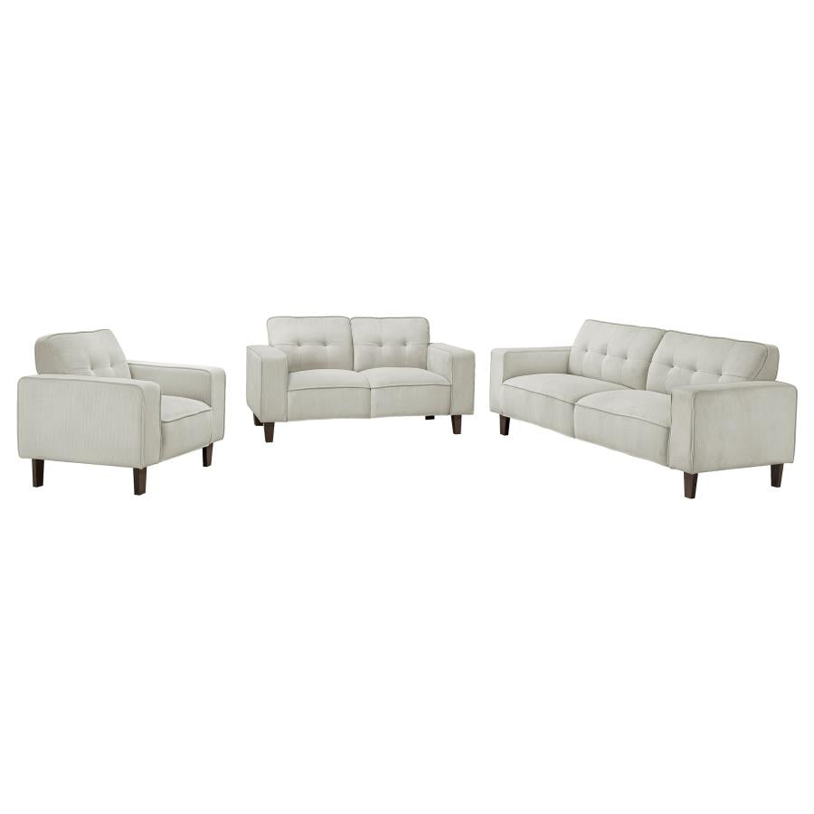 Deerhurst 3-piece Upholstered Track Arm Sofa Set Greige - 509647-S3
