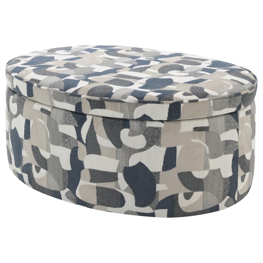 Tomkins Oval Upholstered Storage Ottoman Indigo Blue - 509674