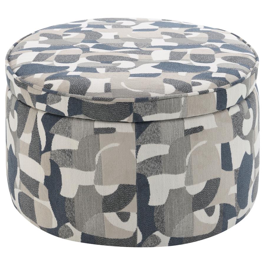 Tomkins Oval Upholstered Storage Ottoman Indigo Blue - 509674