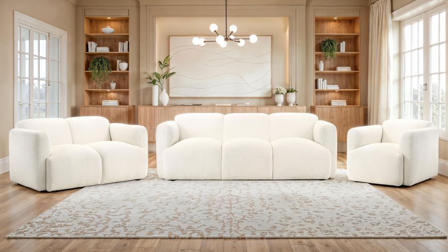 Dorset Fabric Upholstered Round Track Arm Accent Chair White - 509813