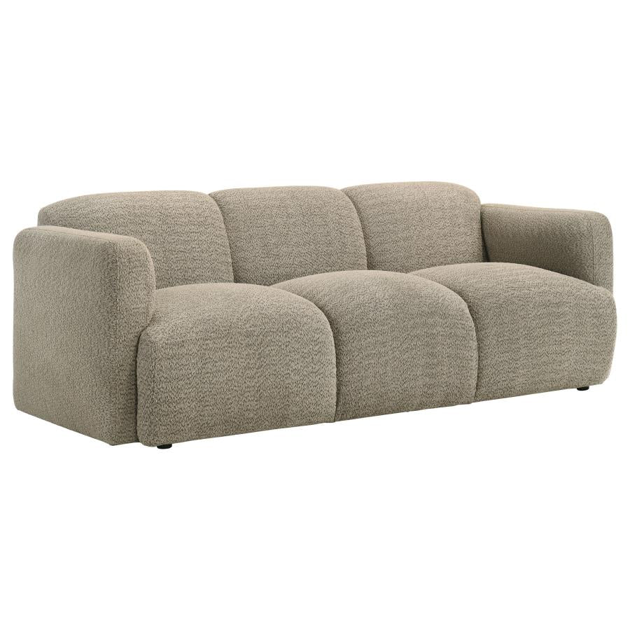 Dorset Fabric Upholstered Round Track Arm Sofa Brown - 509814