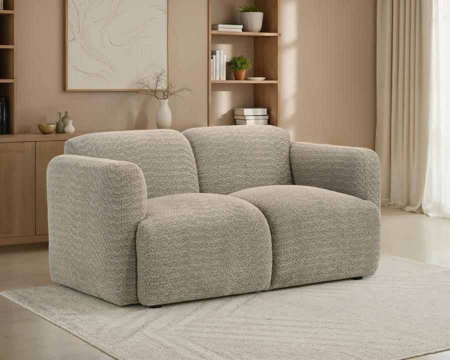Dorset Fabric Upholstered Round Track Arm Loveseat Brown - 509815