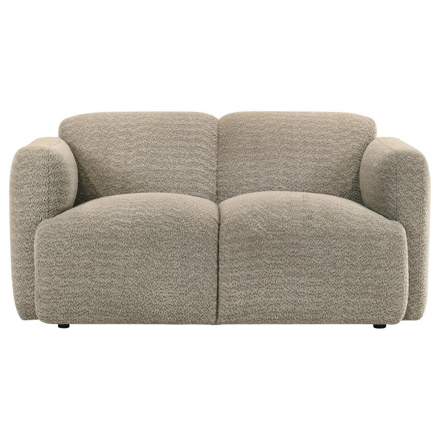 Dorset Fabric Upholstered Round Track Arm Loveseat Brown - 509815