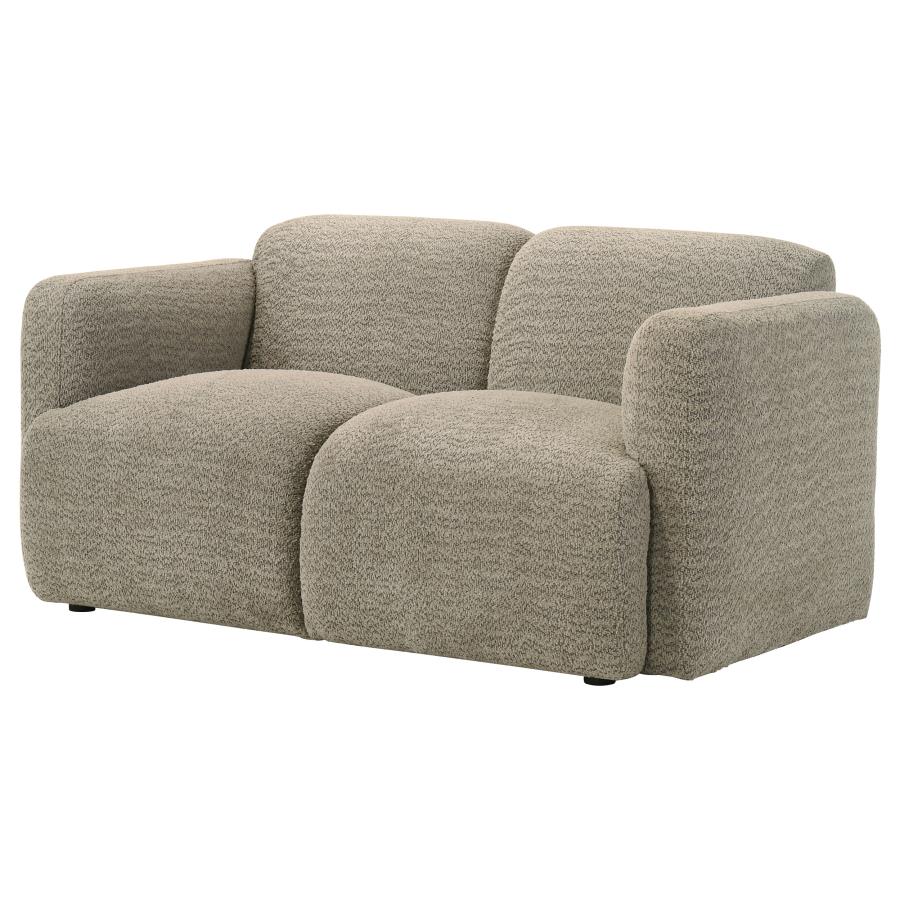 Dorset Fabric Upholstered Round Track Arm Loveseat Brown - 509815