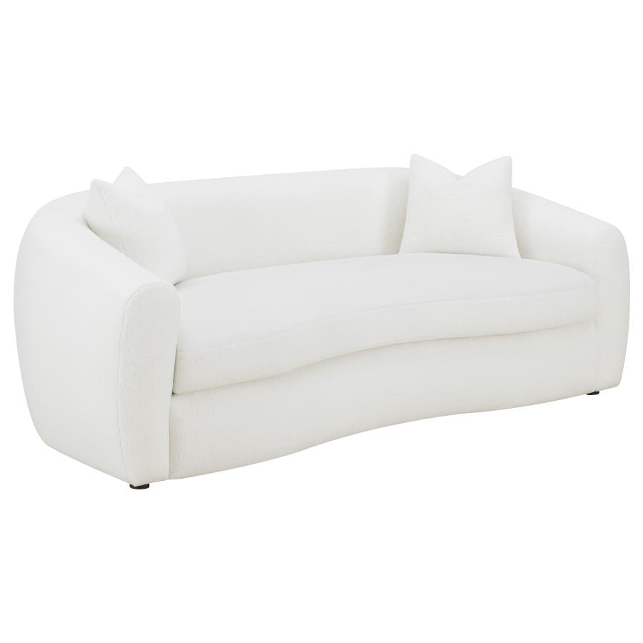 Isabella 2-piece Faux Sheepskin Upholstered Sofa Set Natural - 509871-S2