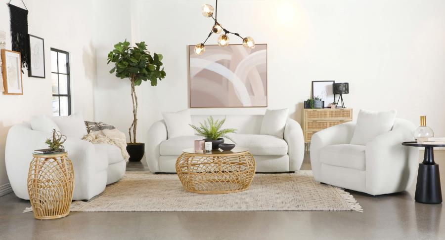 Isabella Faux Sheepskin Upholstered Sofa Natural - 509871