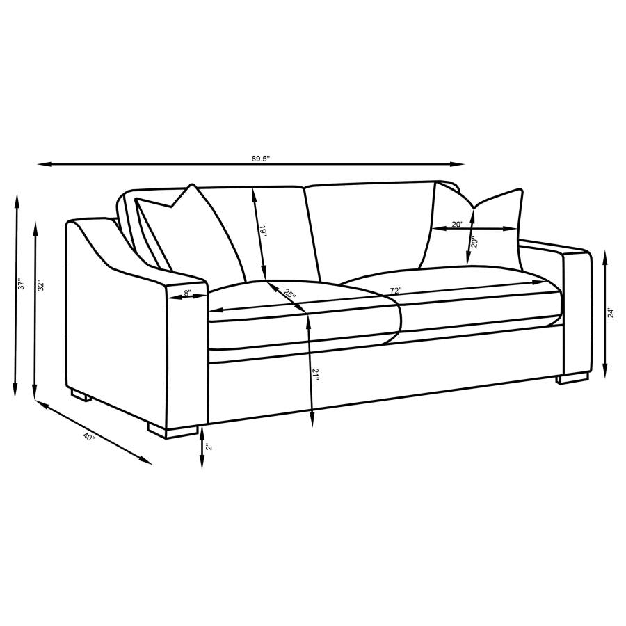 Ashlyn 3-piece Upholstered Sloped Arm Sofa Set White - 509891-S3