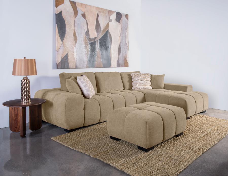 Octavia Upholstered Sectional Chaise Sofa Camel - 509961