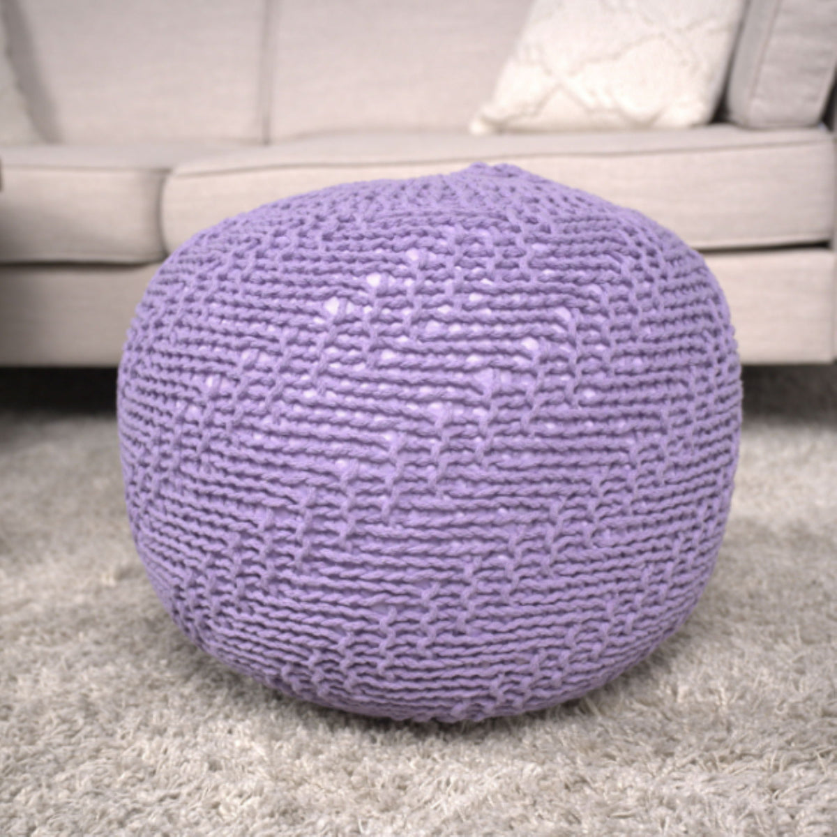 Bordeaux - Knitted Round Pouf Ottoman