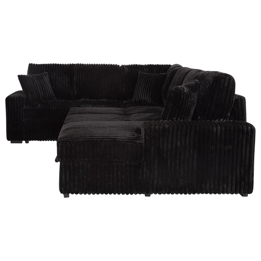 Devonshire Sleeper Sectional Sofa Storage Chaise Black - 511049