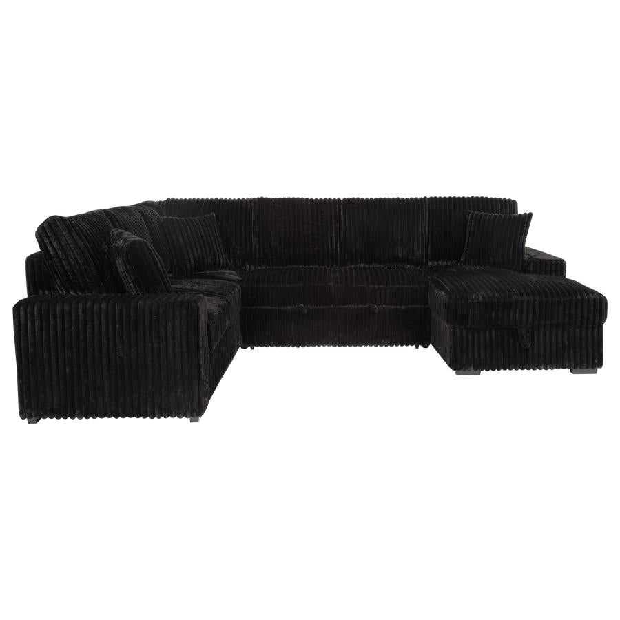 Devonshire Sleeper Sectional Sofa Storage Chaise Black - 511049