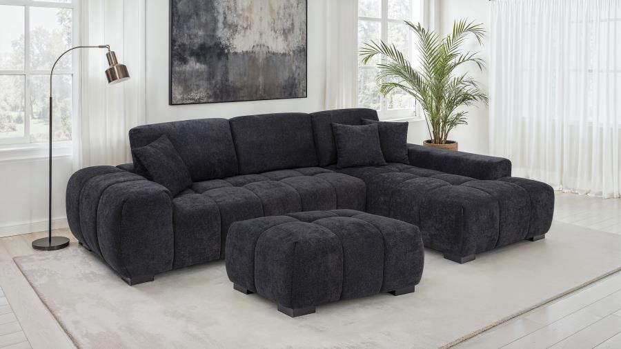 Octavia Upholstered Sectional Chaise Sofa Black - 511061