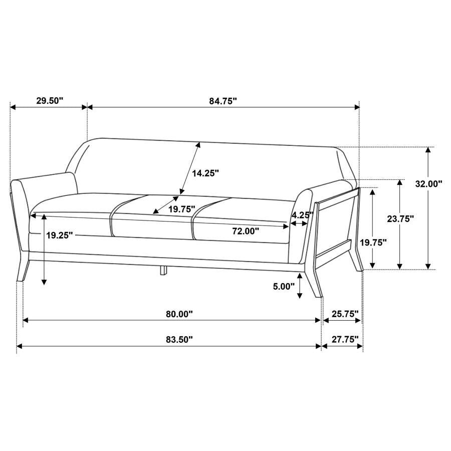 Vaughn 2-piece Fabric Upholstered Flared Arm Sofa Set Grey - 511071-S2