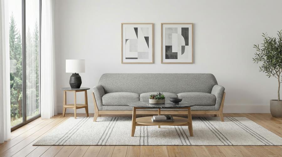 Vaughn Fabric Upholstered Flared Arm Sofa Grey - 511071