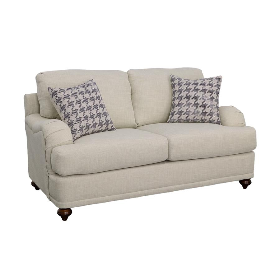 Glenn Upholstered English Arm Loveseat Light Grey and Blue - 511092