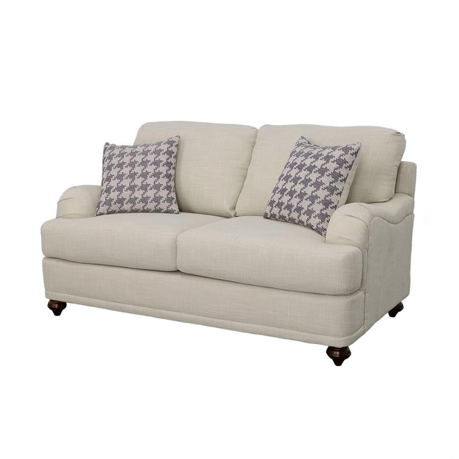 Glenn Upholstered English Arm Loveseat Light Grey and Blue - 511092