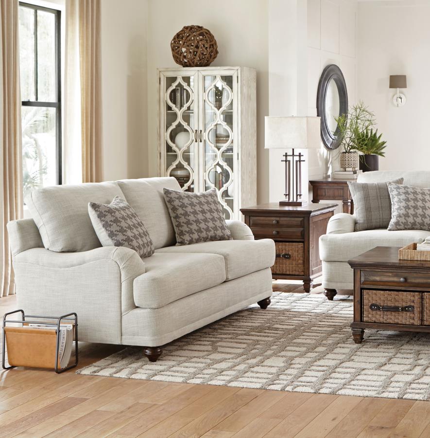 Glenn Upholstered English Arm Loveseat Light Grey and Grey - 511095