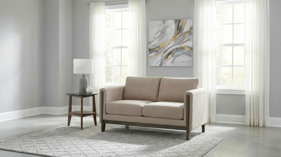 Islington Fabric Upholstered Panel Arm Loveseat Taupe - 511102