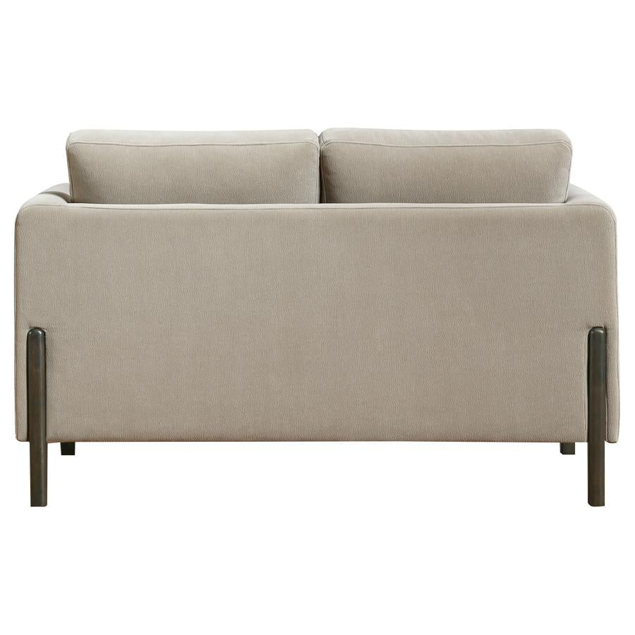 Islington Fabric Upholstered Panel Arm Loveseat Taupe - 511102