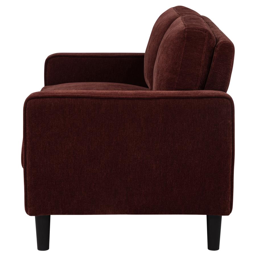 Ruth Fabric Upholstered Track Arm Loveseat Rust Red - 511212