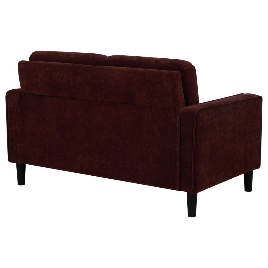 Ruth Fabric Upholstered Track Arm Loveseat Rust Red - 511212
