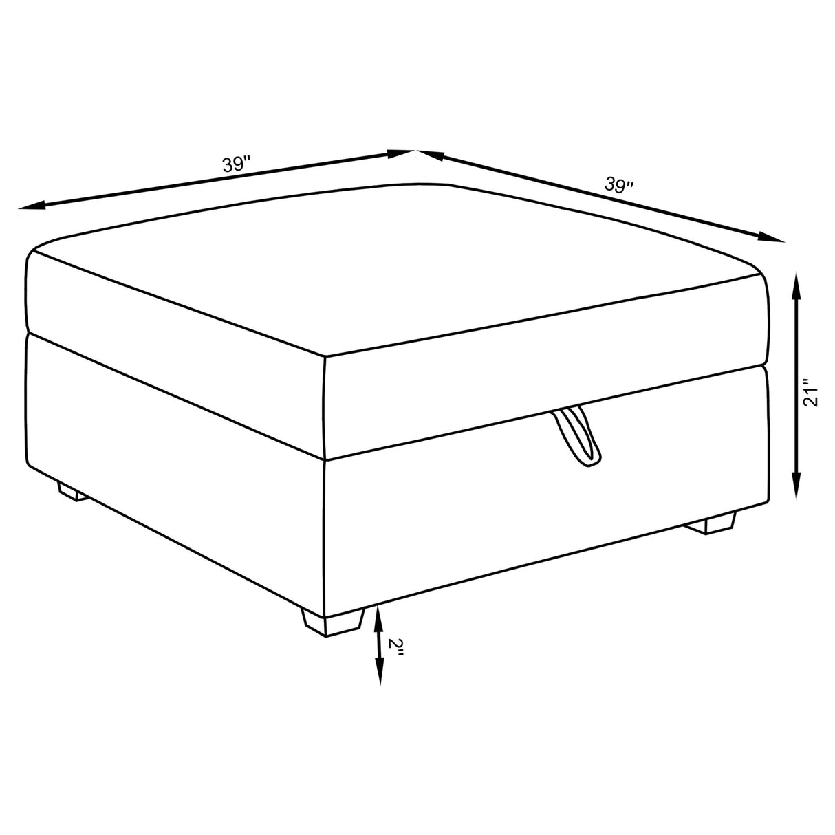 Austin - Square Upholstered Ottoman - Gray