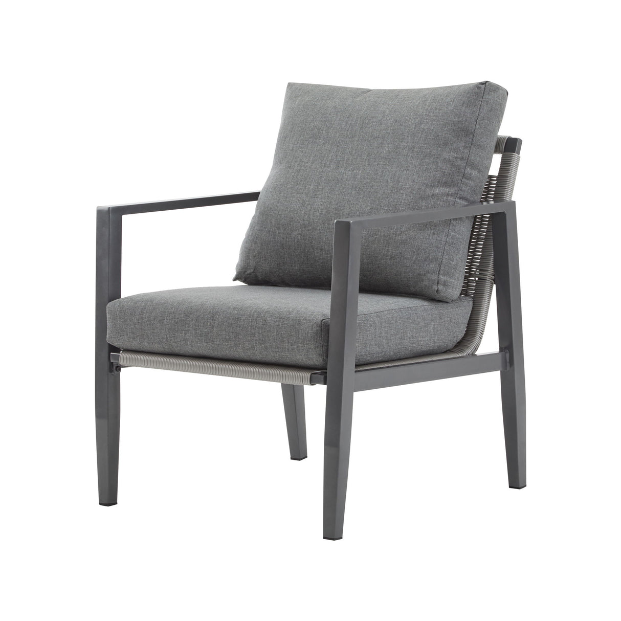 Modern Lounge Chair With Rope Accents And Cushions