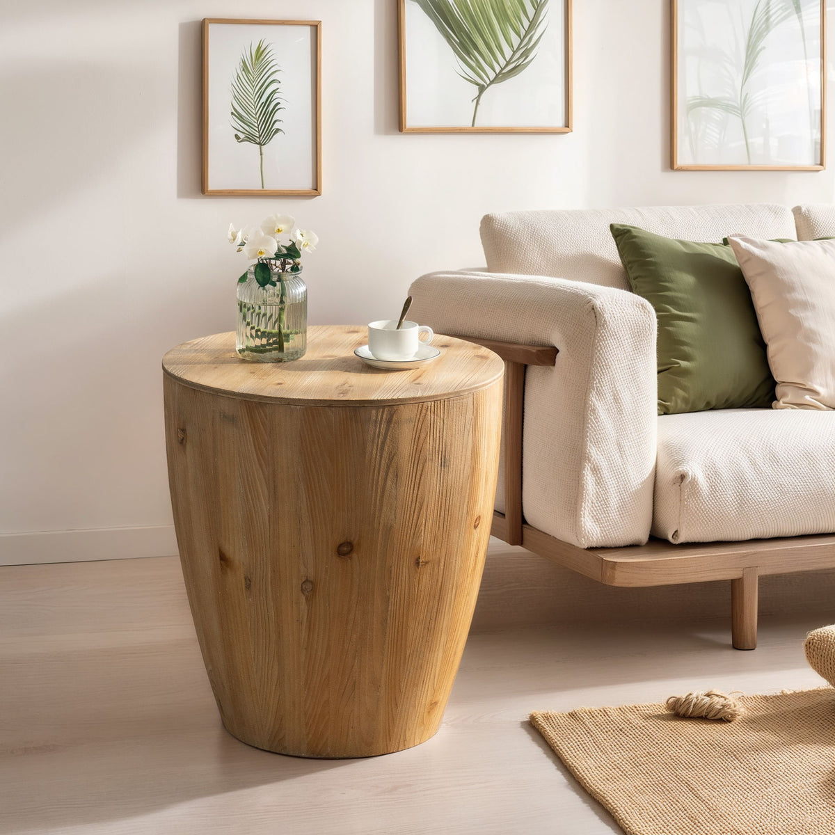 Vintage Style Barrel Coffee Table With Storage