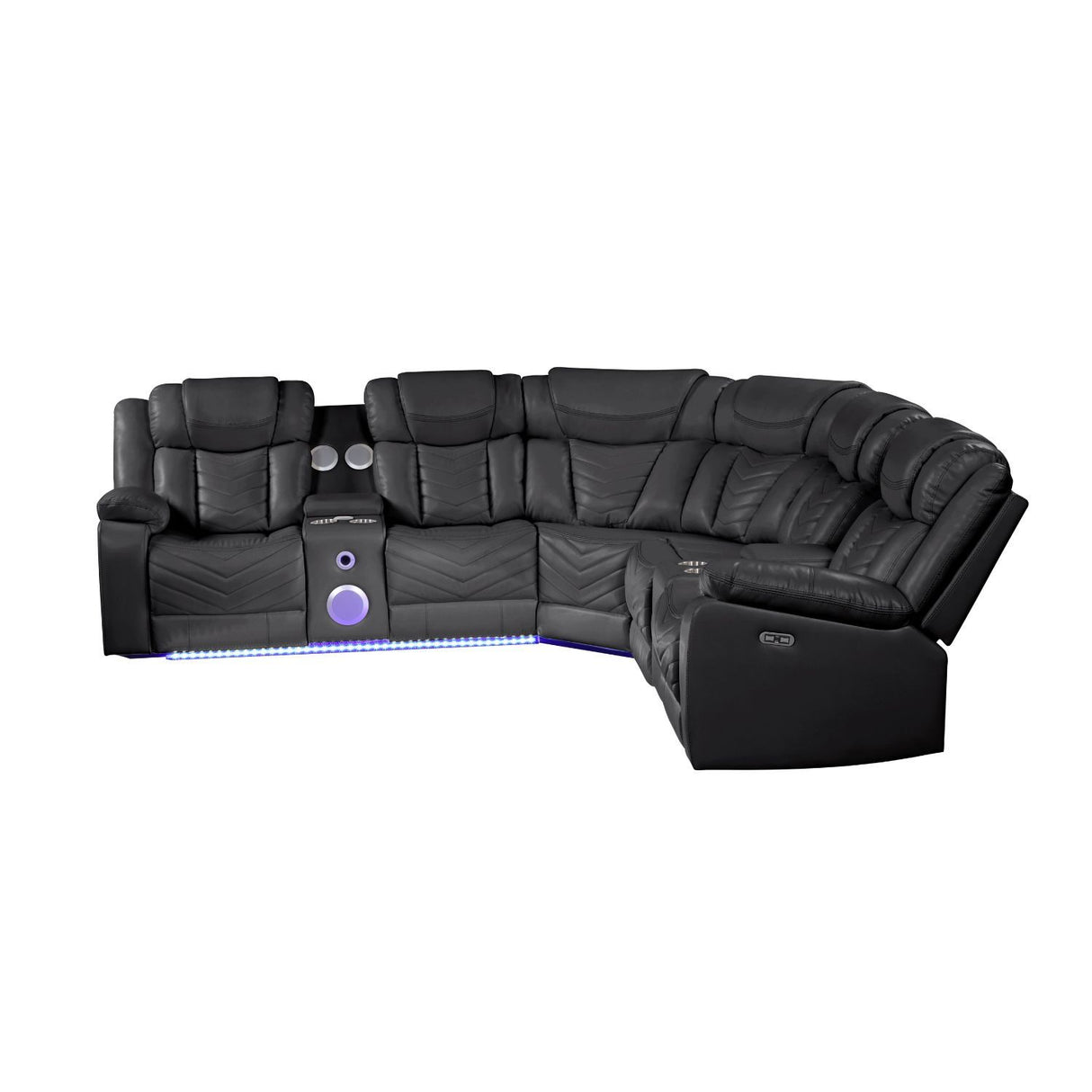 Challenger - Recliner Sectional Sofa, Built In USB, C Ports & Bluetooth