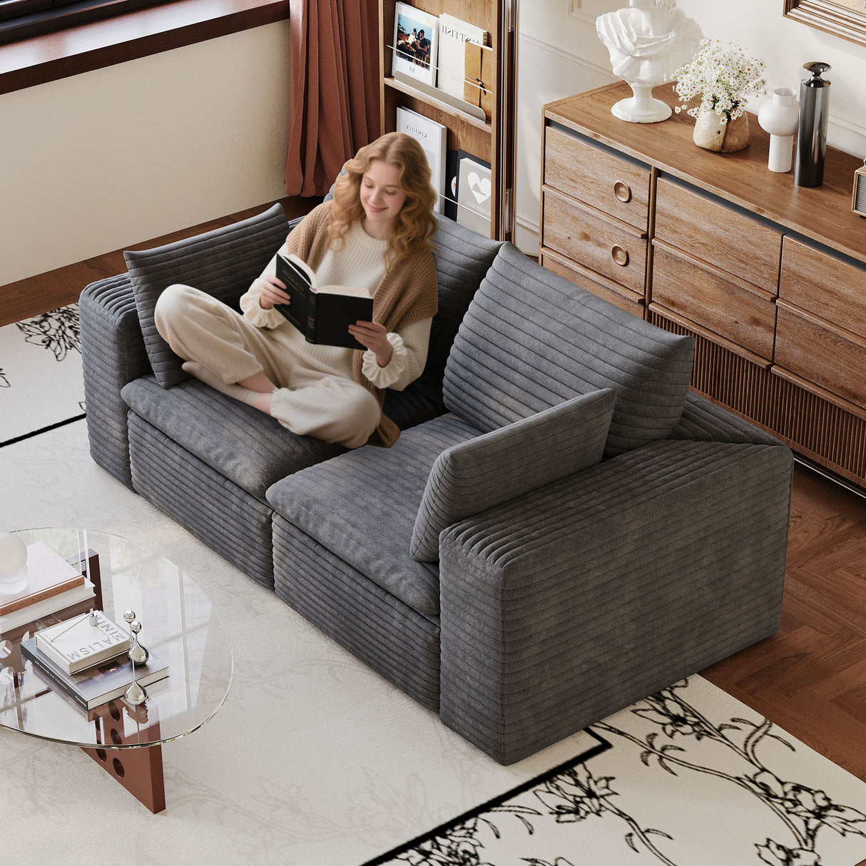 Cloud Sofa, Deep Seat Couches, Removable Cushion For Living Room - Dark Gray