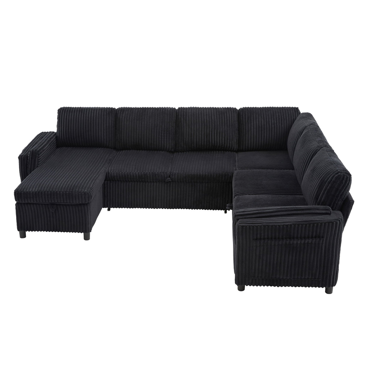 Convertible U-Shaped Sectional Sofa Bed With USB Ports And Storage