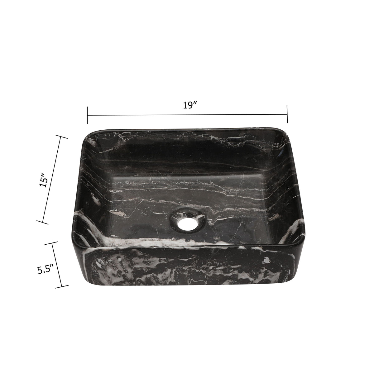 Rectangular Vessel Bathroom Sink - Black / Gray