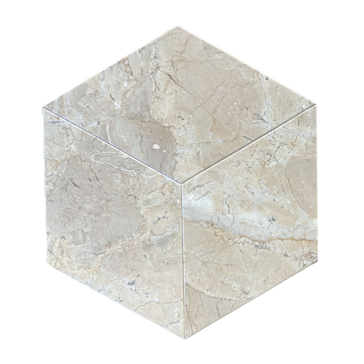 Hexagon Marble Tile For Floor And Wall Honed Stone 1 Box With (Set of 12) - Beige / Gold