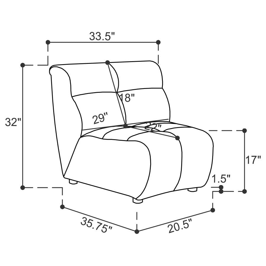 Charlotte Upholstered Curved Armless Chair Ivory - 551300AC