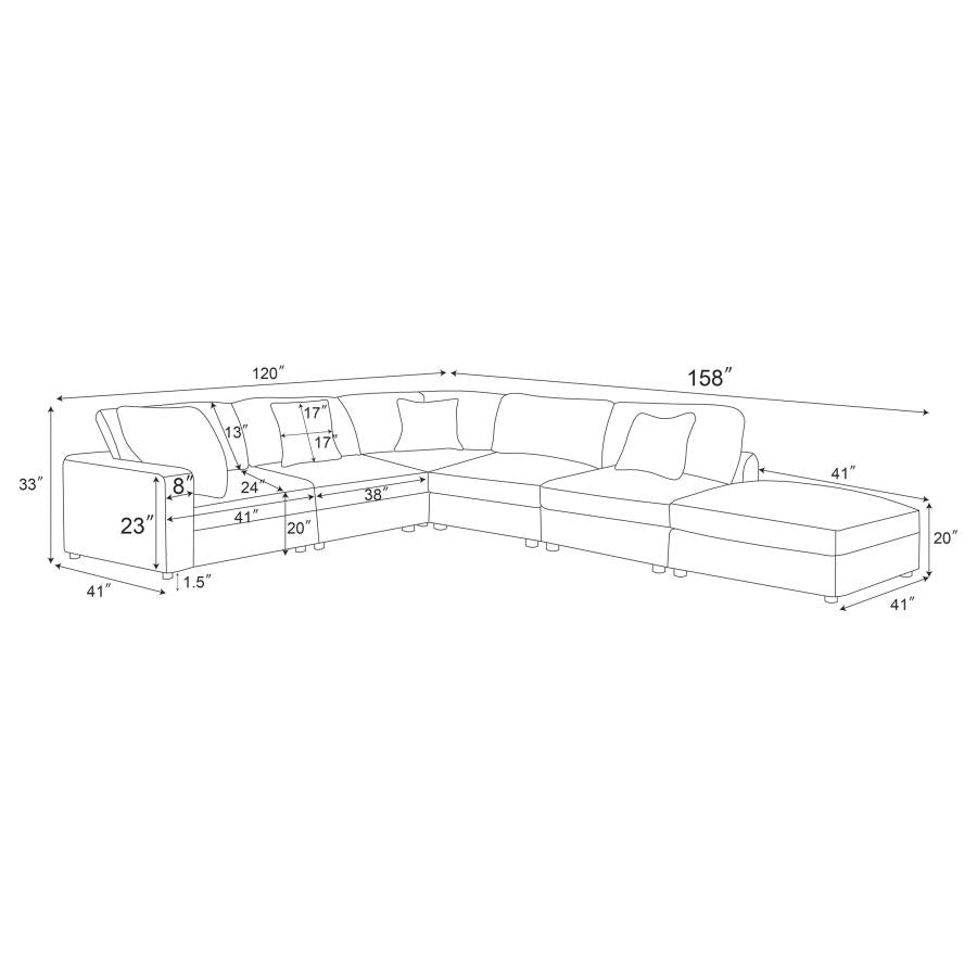 Serene 6-piece Upholstered Modular Sectional Sofa Beige - 551321-SET