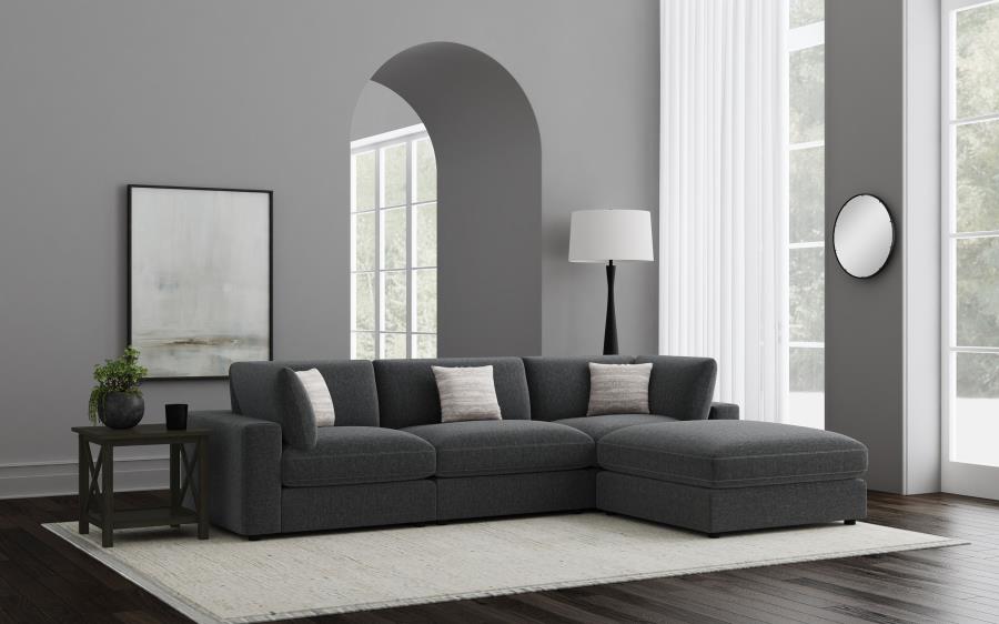 Serene 4-piece Upholstered Modular Sectional Sofa Charcoal - 551324-SETB