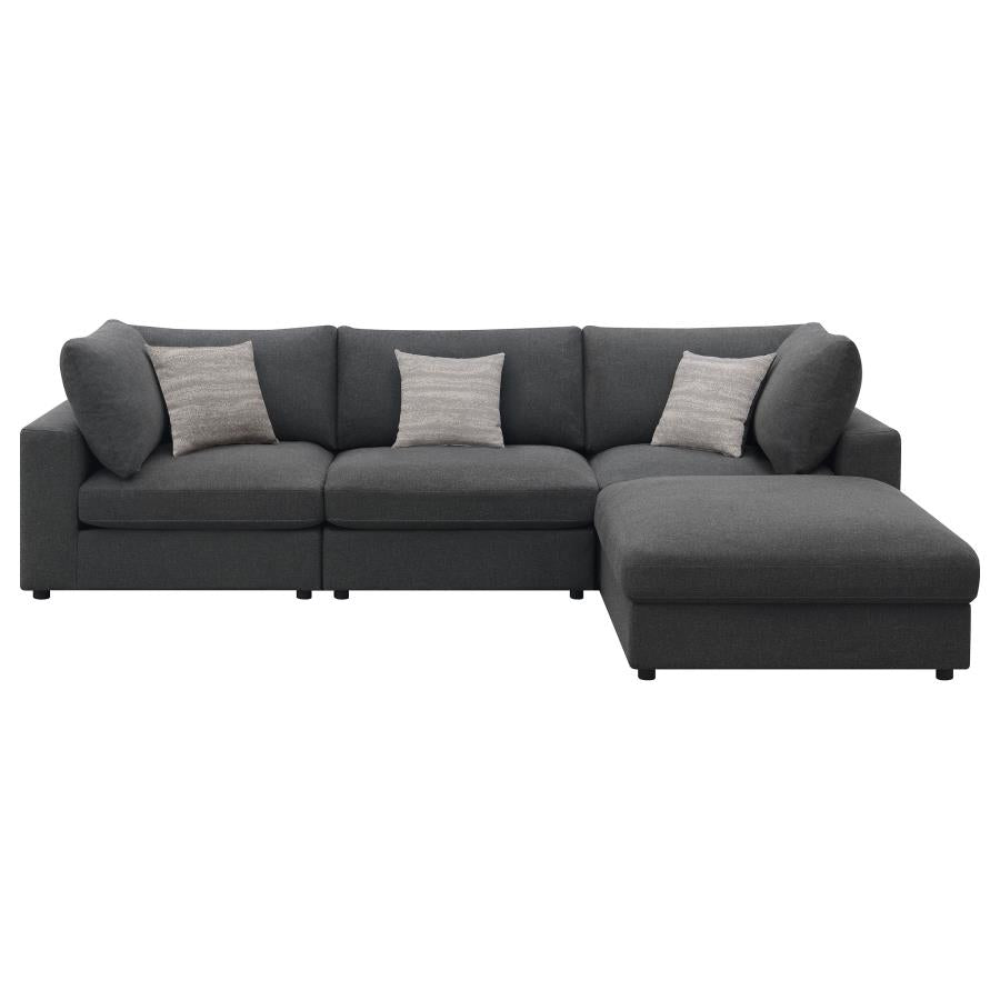 Serene 4-piece Upholstered Modular Sectional Sofa Charcoal - 551324-SETB