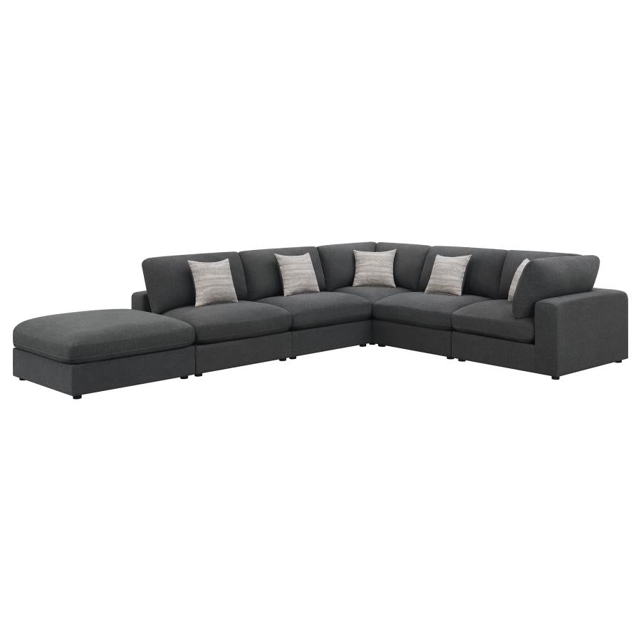 Serene 6-piece Upholstered Modular Sectional Sofa Charcoal - 551324-SET